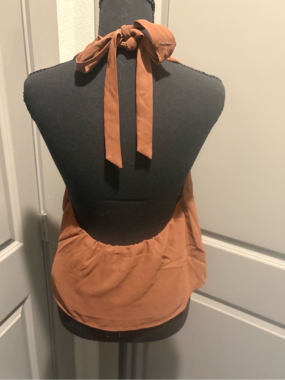 Women’s Halter Drape Front Tank Top - Rust/Brown - Picture 2 of 5